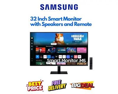 Samsung 32 Inch Smart Monitor with Speakers and Remote - Like New, FREE DELIVERY, WARRANTY