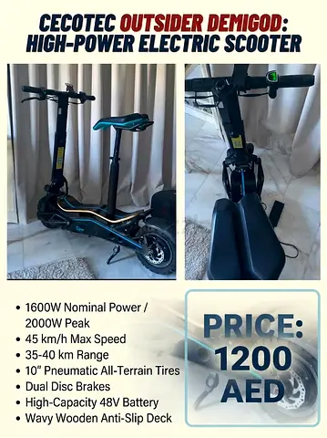 Cecotec Outsider Demigod 2000W Electric Scooter with Seat - Good Condition
