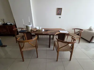 Premium quality Wooden table with chairs and bench