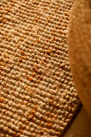 Handwoven natural jute area rug - neutral beige, good condition