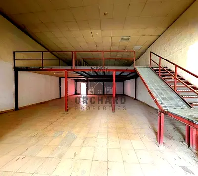 Total Area 3000 Sqft/Ground 2000 sqft/Mezzanine 1000 Sqft/Power 3 Phase/Office,Kitchen,Washroom/Loading Unloading Space Abilable/Rent 110000 Aed