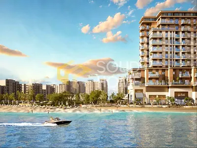 شقة 1BR| مبنى مطل على الواجهة المائية | طابق مرتفع