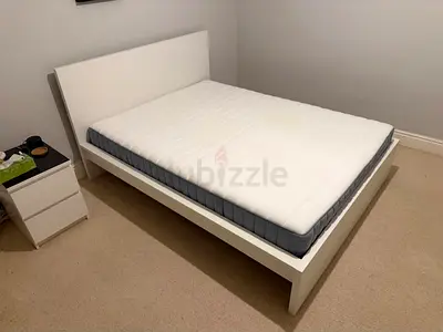 Ikea king size bed with mattress and storage drawers