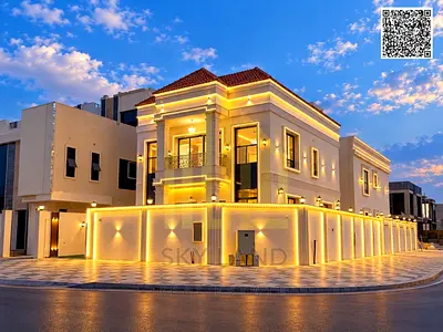 Luxury Corner Villa for Sale in Al Helio 2 – Ajman | Two Floors Plus Roof | Stone Facade | Corner Plot (Two Streets) | Facing Amenities | Registration