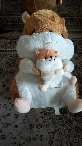 Large plush hamster cuddly toy with small matching plush