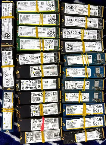Bulk lot of pulled M.2 NVMe/SATA SSDs — assorted brands and capacities