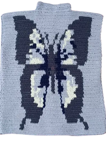 Crochet Blue Butterfly Vest