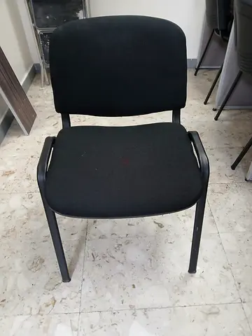 Used black office/visitor chair - sturdy plastic back and metal legs 17 pieces