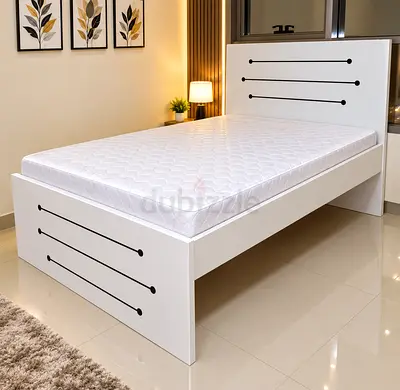 Solid MDF Wood Double Bed With Mattress