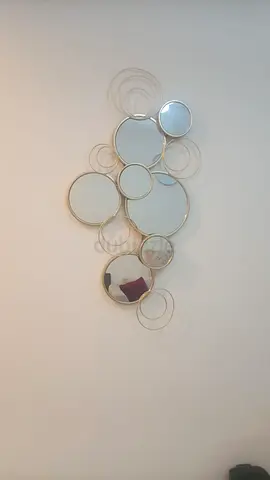 Decorative multi-circle wall mirror, silver frame (used)