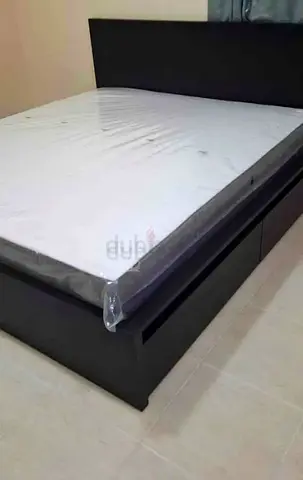 Ikea king size bed with mattress and storage drawers