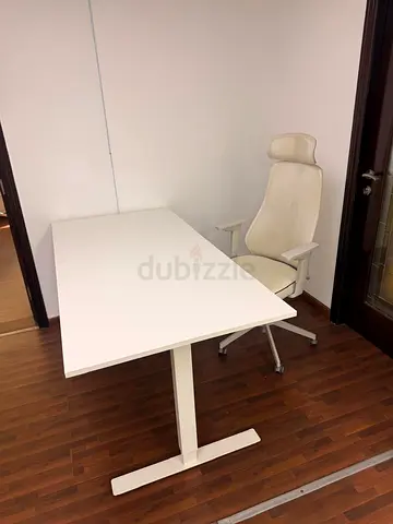 White adjustable office desk 120x60cm