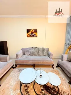 Sharjah, Al Taawun: Super-deluxe furnished apartment. Features a bedroom, living room, kitchen, two 