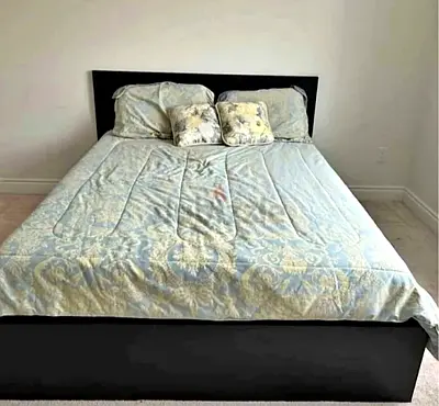 Ikea king size bed with mattress and storage drawers
