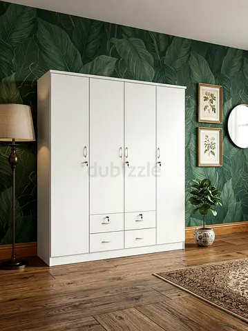 White 4-Door Wardrobe with Drawers - brand new