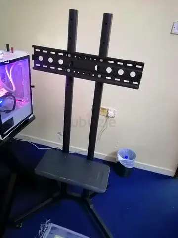 Portable TV/Monitor Floor Stand with Mount - Adjustable, Rolling Base