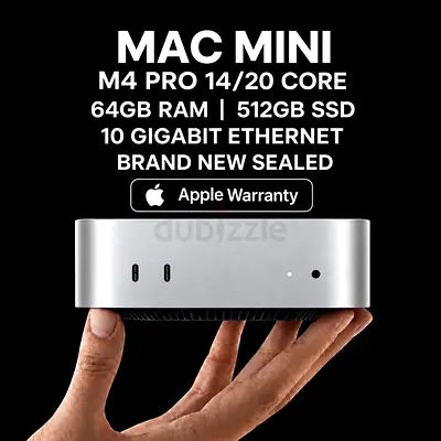 Mac Mini M4 Pro 64gb Ram - 512gb ssd - 10 Gigabit Ethernet - 14/20 Core - Brand New Sealed