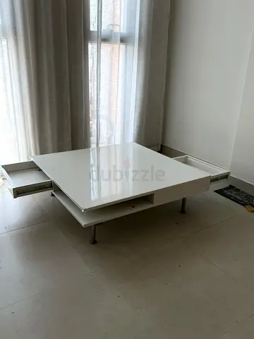 IKEA TOFTERYD White modern coffee table with storage drawers square shape