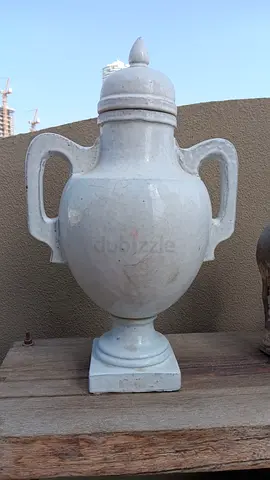 Large Vintage White Ceramic Urn with Handles - Decorative Collectible
