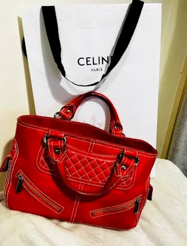 Authentic Celine Full Leather Bag Red gucci goyard brunello tom ford zegna chanel louis vuitton mk