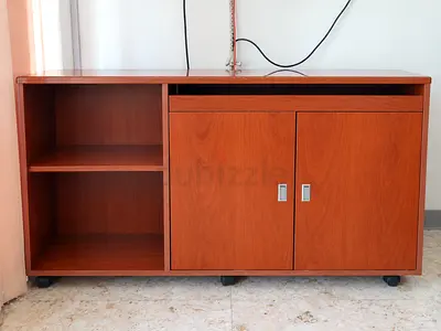 Wood Finish TV Cabinet / Storage Unit on Wheels