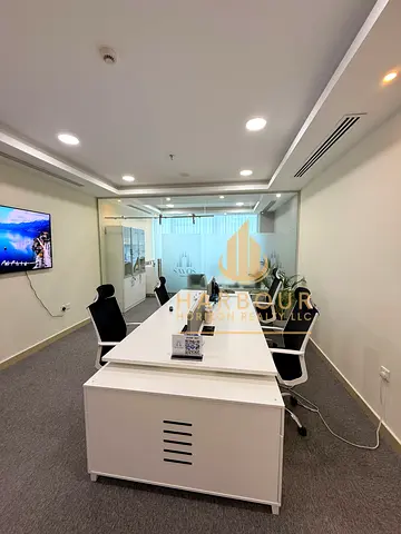Furnished Office For Rent With Glass Partitions