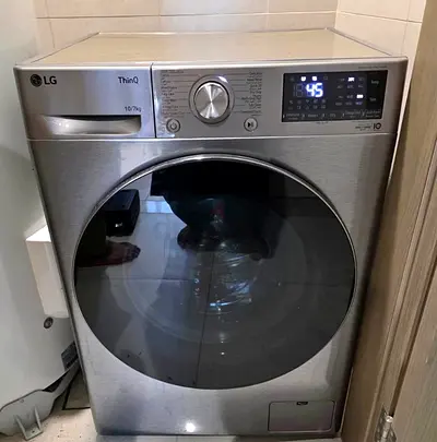 LG ThinQ Front Load Washer Dryer 10/7kg - Silver, Good Working Condition