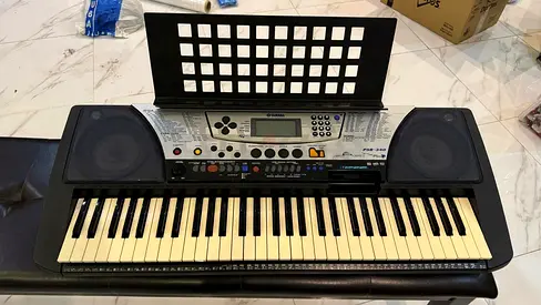 Yamaha PSR-240 Portable Keyboard with Adapter - Works Perfectly, with Music Rest