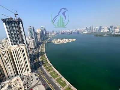 ثلاث غرف وصالة للإيجار السنوي في المجاز 3، إطلالة بحرية مباشرة، جميع الغرف ماستر، تراس كبير، غرفة خادمة وباركن مجاني