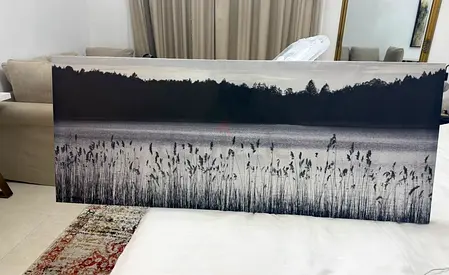 Large Black & White Lakeside Photography Print on Canvas