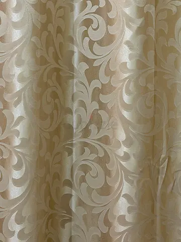 Beige Damask Curtain Fabric — 3m Roll, Light-Blocking Jacquard