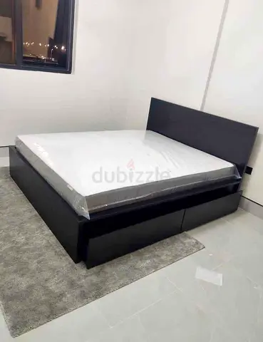 Ikea king size bed with mattress and storage drawers