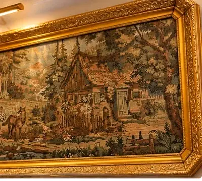 Vintage Framed Tapestry Wall Hanging with Gilded Frame Joplin