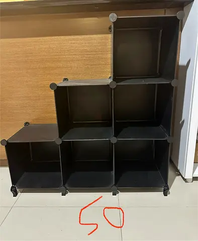 Modular 6-Cube Black Storage Shelf - Lightweight and Stackable