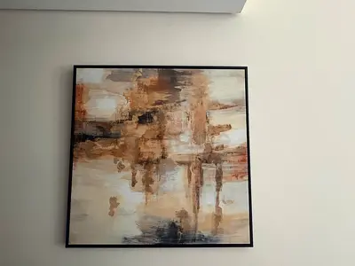 Framed Abstract Painting - Neutral Tones, 80x80cm (approx) actually painted