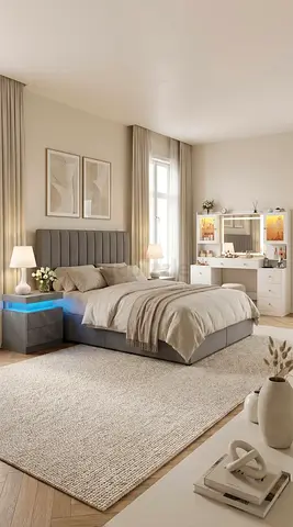 Modern Grey Upholstered Bed