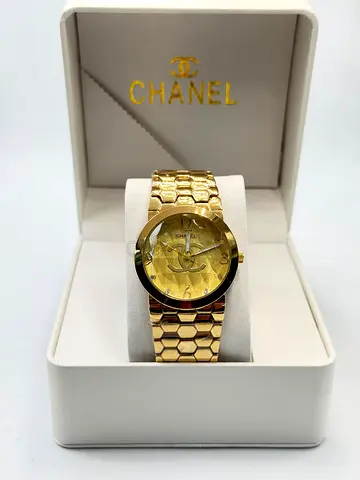 Gold-tone Chanel women's watch with chain-link bracelet