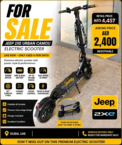Jeep 2XE Urban Camou Electric Scooter - Good Condition