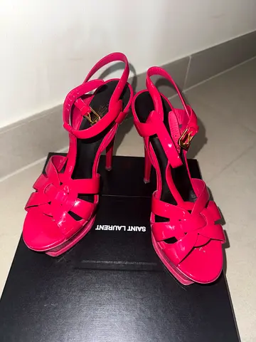 Bright pink  high-heel women's sandals (size 38) - gently used