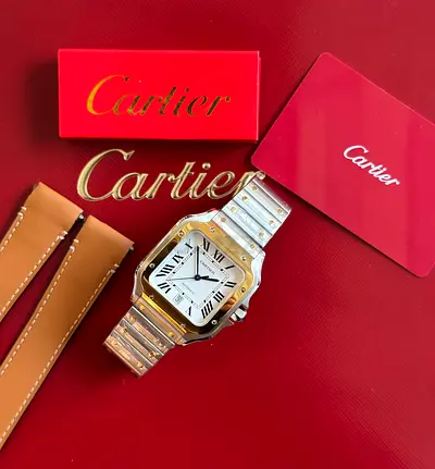 Cartier Large Model Watch (W Super master quality Swiss machine 🇨🇭featuring a striking 18K yellow
