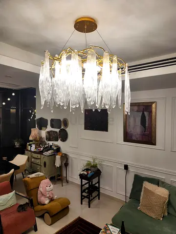 Modern glass drop chandelier - large decorative ceiling light