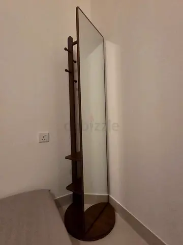 Standing Mirror + Coat Rack, Rotating Base
