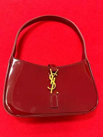 Authentic SAINT LAURENT Mini Le 5 A 7 Hobo Bag in Patent Leather