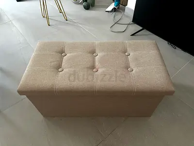 Aliza Large Storage Ottoman / Footstool – Beige – 76×38×38 cm