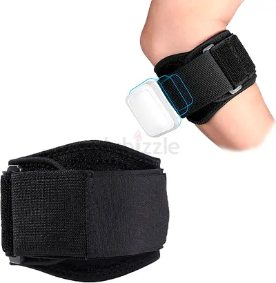 Adjustable Elbow Brace Strap for Tennis/Golfer's Elbow - One Pair, Black UNUSED