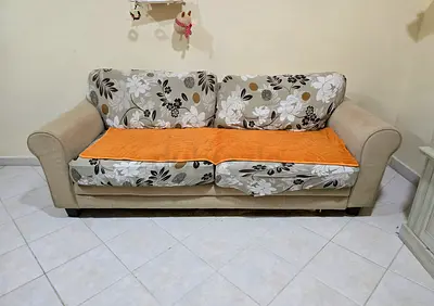 3-seater beige fabric sofa- good condition