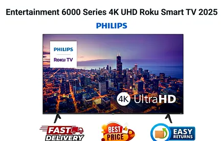 Philips 75 Inch Smart TV Dubai - Roku Smart TV 2025 - New Condition, FREE DELIVERY, WARRANTY