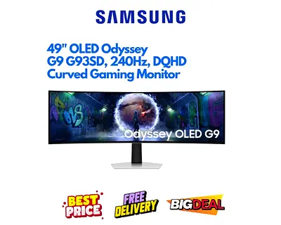 Samsung 49" Curved Gaming Monitor - OLED G93SD Odyssey - Like New, 1 YEAR WARRANTY, FREE DELIVERY