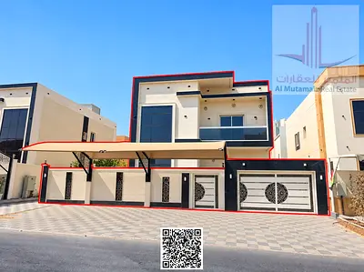 فيلا فاخرة للبيع في مخطط الياسمين جاردنز عجمان أرضي + أول تشطيب سوبر ديلوكس 5 غرف ماستر ومجلس وصالة ومطبخين وبلكونة وتكييف مركزي