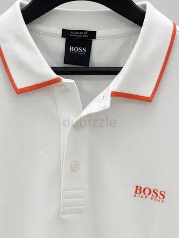 Original BOSS Hugo Boss White & Orange Polo – Size L